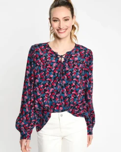 Blouse à lacets print multicolore