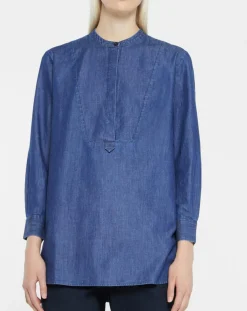 Blouse ajustée Pen bleue