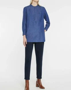 Blouse ajustée Pen bleue