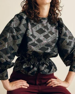 Blouse Beirut imprimée noir/multicolore