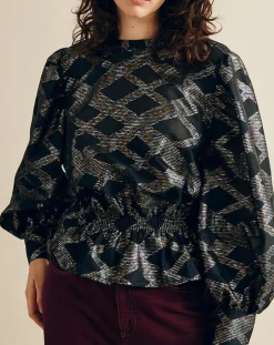 Blouse Beirut imprimée noir/multicolore