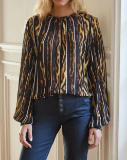 Blouse Bisous noir/marron