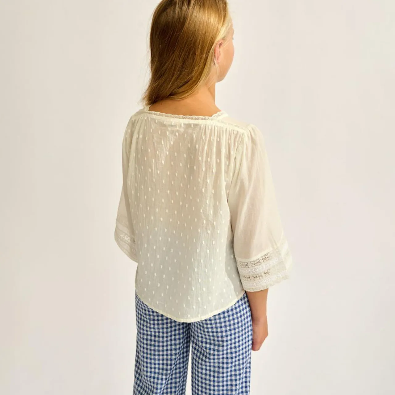 Blouse brodée & dentelle Hallo blanche