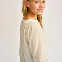 Blouse brodée & dentelle Hallo blanche