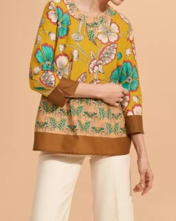 Blouse Calcuta en Coton imprimée jaune