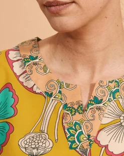 Blouse Calcuta en Coton imprimée jaune