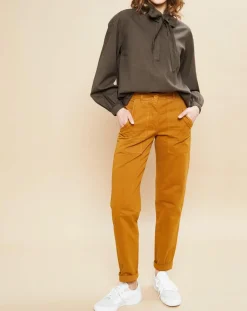 Blouse Charline fines rayures kaki