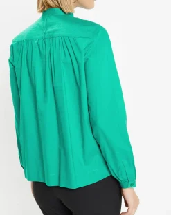 Blouse Charlotte à fronces verte