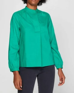 Blouse Charlotte à fronces verte