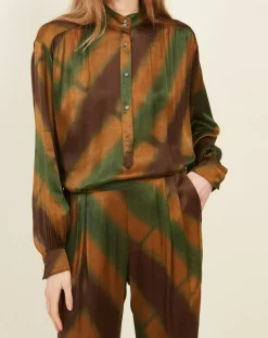 Blouse Cook vert/doré/marron