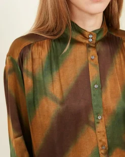 Blouse Cook vert/doré/marron