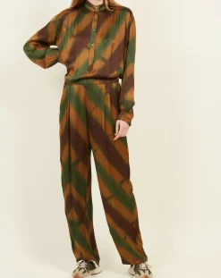 Blouse Cook vert/doré/marron