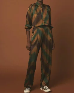 Blouse Cook vert/doré/marron