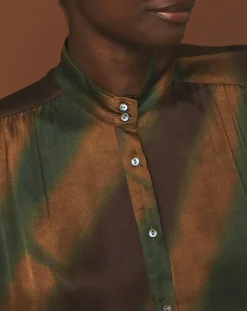 Blouse Cook vert/doré/marron