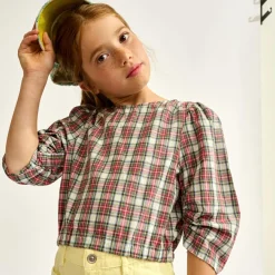 Blouse en Coton & Lin Aria à carreaux multicolore