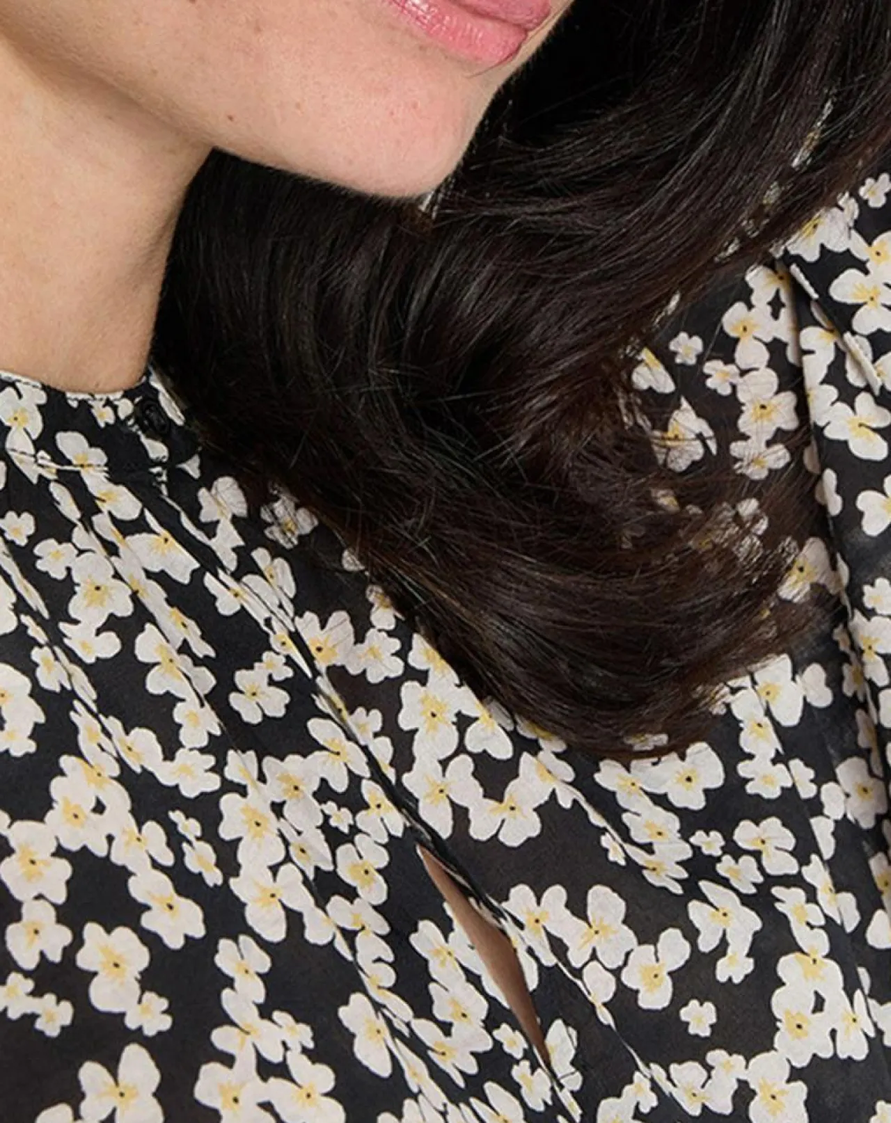 Blouse en Coton bio à fleurs noir/écru