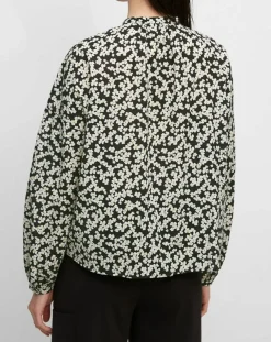Blouse en Coton bio à fleurs noir/écru