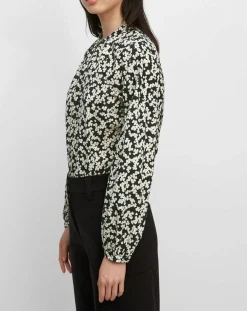 Blouse en Coton bio à fleurs noir/écru