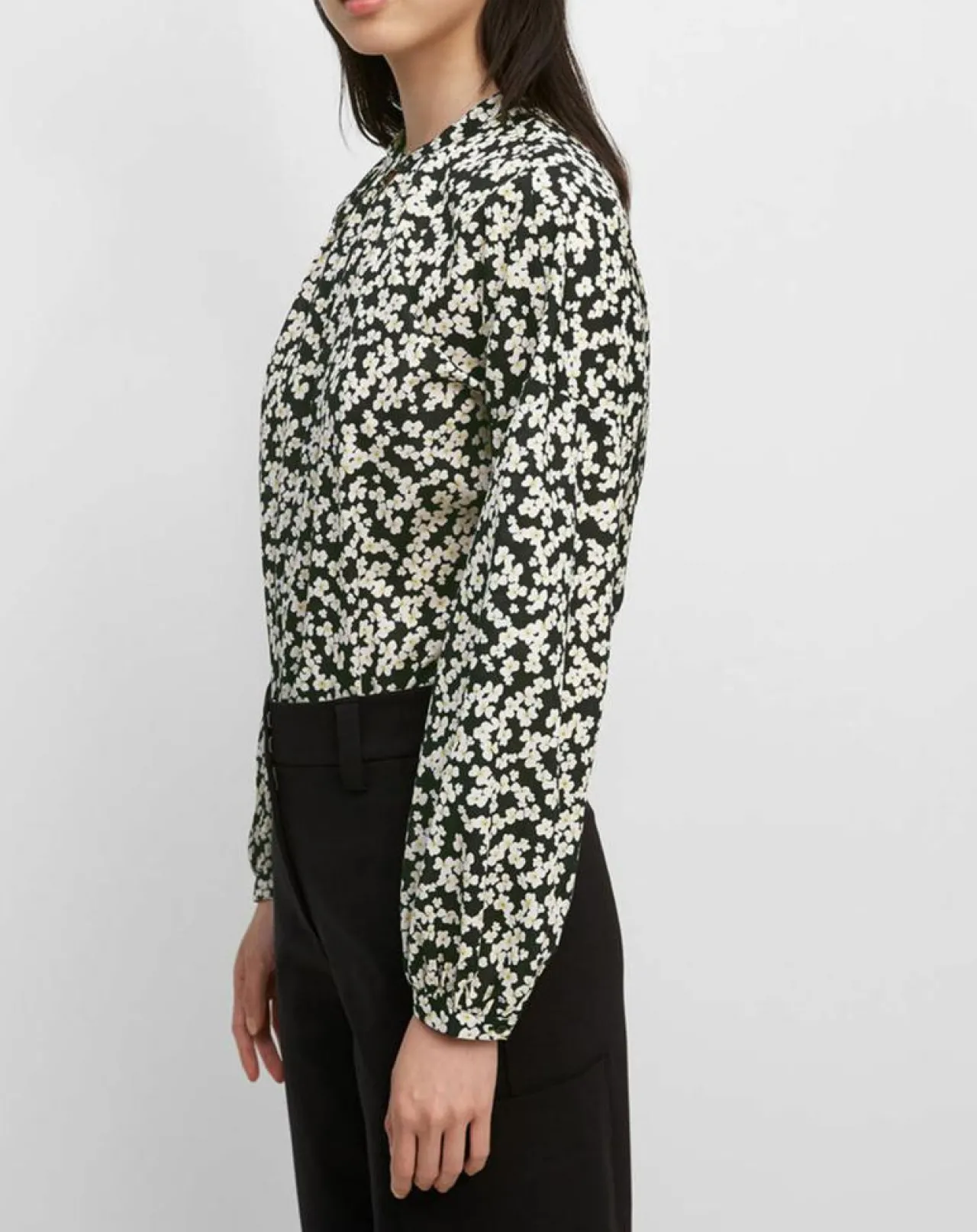 Blouse en Coton bio à fleurs noir/écru