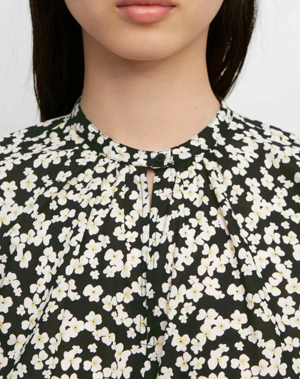 Blouse en Coton bio à fleurs noir/écru