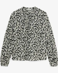 Blouse en Coton bio à fleurs noir/écru