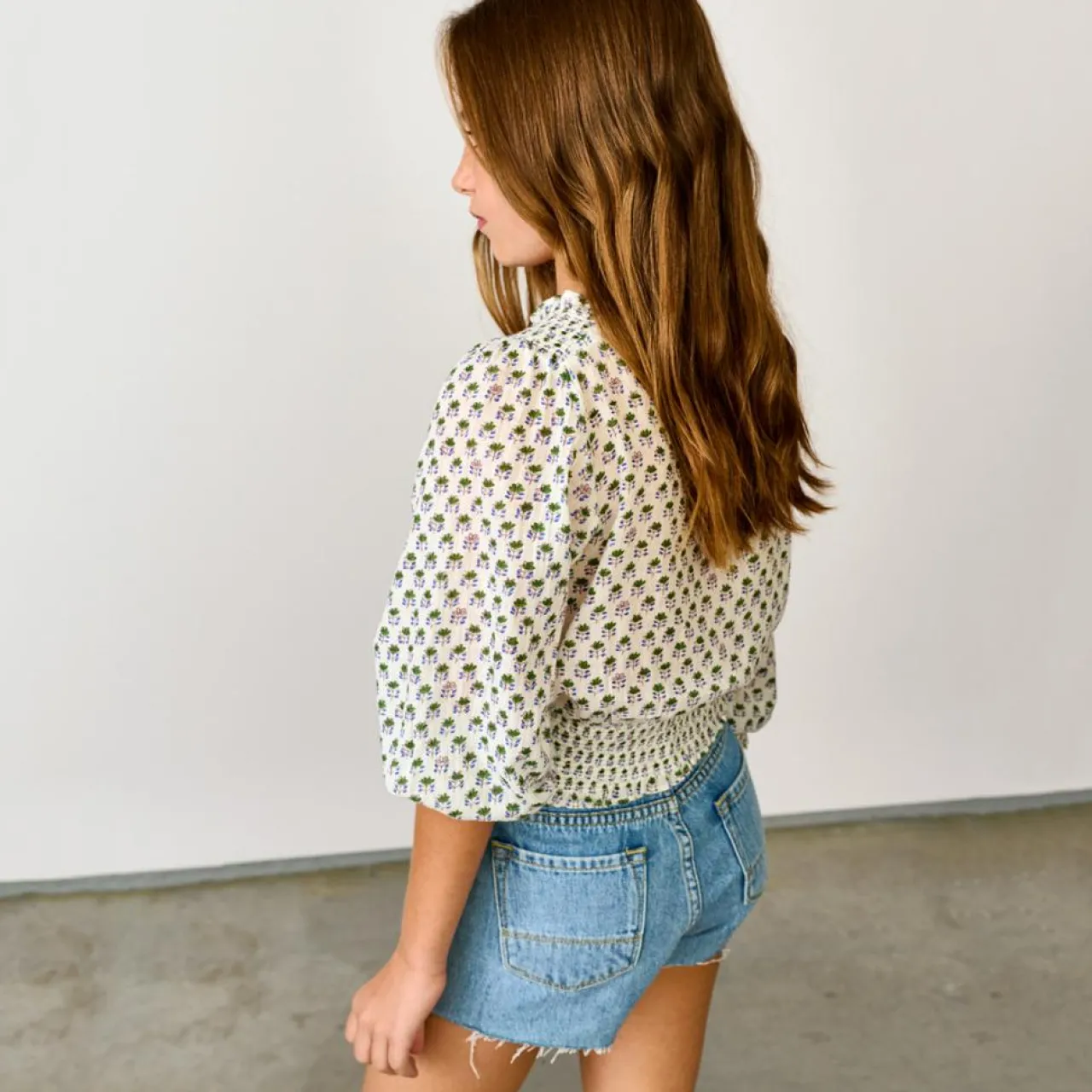 Blouse en Coton Honour imprimée écru/vert
