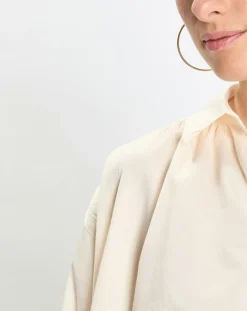 Blouse en Popeline col polo écrue