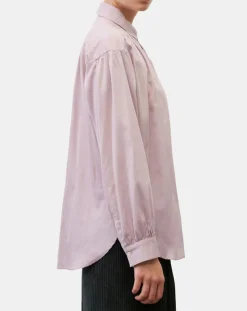 Blouse en Popeline col polo violet clair