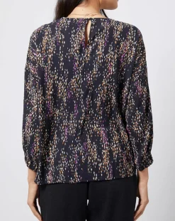 Blouse fluide à motif et découpe multicolore