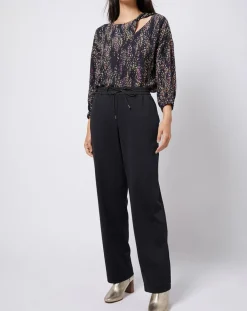 Blouse fluide à motif et découpe multicolore