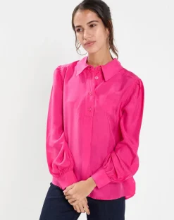 Blouse fluide 100% Soie Panos rose fuschia