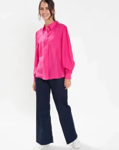 Blouse fluide 100% Soie Panos rose fuschia
