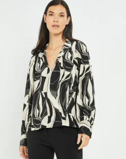 Blouse fluide Store imprimée rétro noir/écru