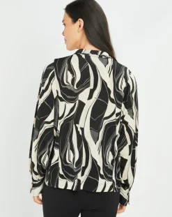 Blouse fluide Store imprimée rétro noir/écru