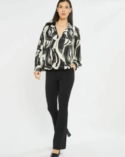 Blouse fluide Store imprimée rétro noir/écru