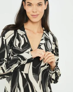 Blouse fluide Store imprimée rétro noir/écru