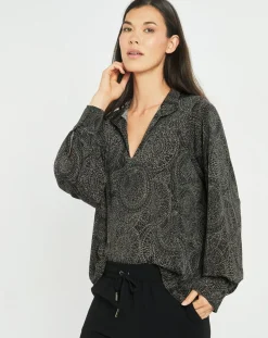 Blouse fluide Store imprimée rosace noire