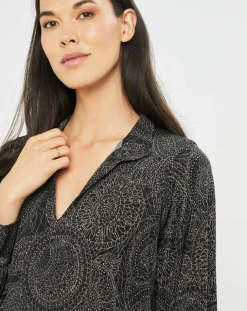 Blouse fluide Store imprimée rosace noire