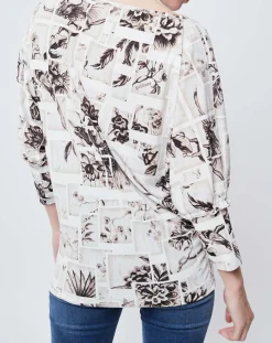 Blouse imprimée blanc/beige