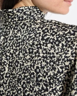 Blouse imprimée fleurs blanc/noir