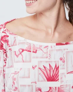 Blouse imprimée rose/blanc