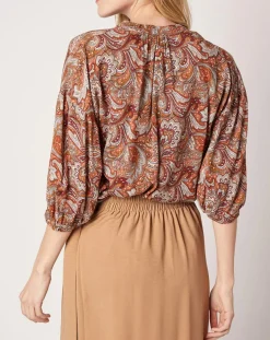 Blouse Kasta Vl imprimée marron/rouge