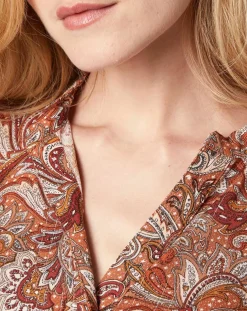 Blouse Kasta Vl imprimée marron/rouge