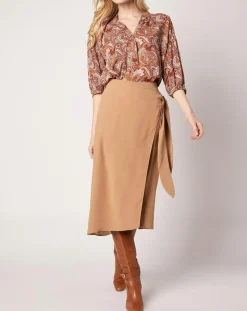 Blouse Kasta Vl imprimée marron/rouge