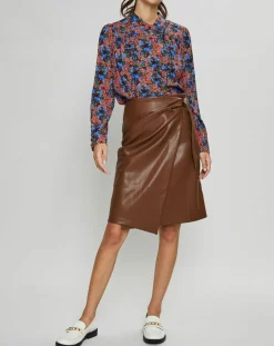 Blouse Livia imprimée marron/bleu