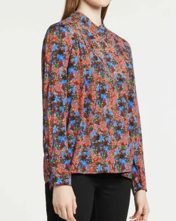 Blouse Livia imprimée marron/bleu
