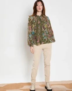 Blouse loose Anna kaki