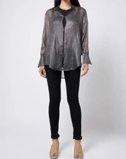 Blouse lurex 2 en 1 gris foncé
