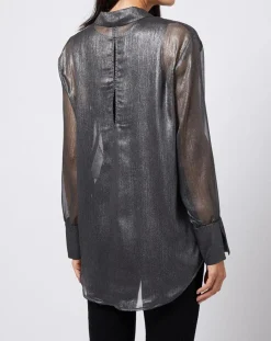 Blouse lurex 2 en 1 gris foncé