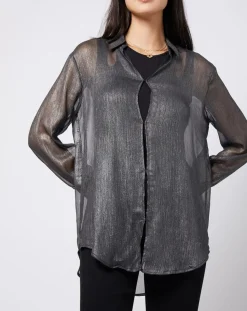 Blouse lurex 2 en 1 gris foncé